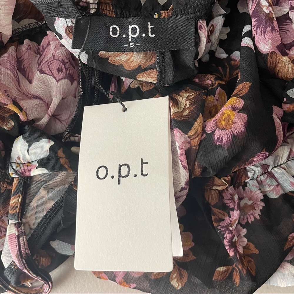 O.P.T NWT FLORAL HIGH NECK BLOUSE TOP EXTRA SMALL SMALL ANTHROPOLOGIE - Picture 3 of 6